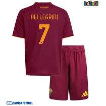 Camisa de Futebol AS Roma Lorenzo Pellegrini #7 Equipamento Principal Infantil 2025-26 Manga Curta (+ Calças curtas)